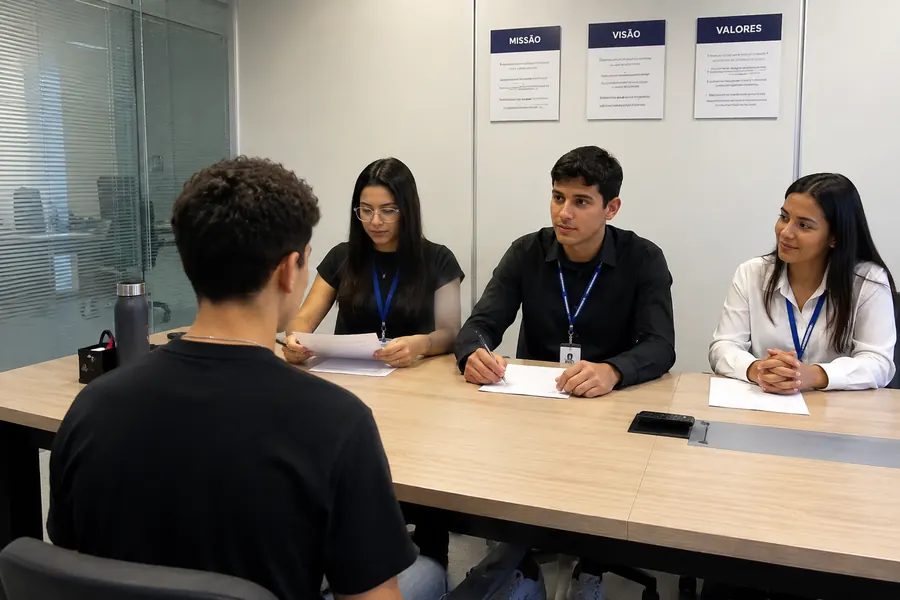 Candidato participando de entrevista de emprego